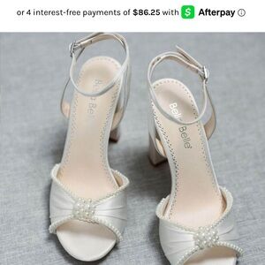 Bella Belle USA Tinsley Open Toe Pearl Wedding Shoes Block Heel Sandals